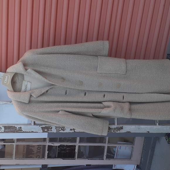 vtg Zelinka Matlik for I Magnin Tan Tweed Pea Coat, Duster Medium L - Picture 2 of 9